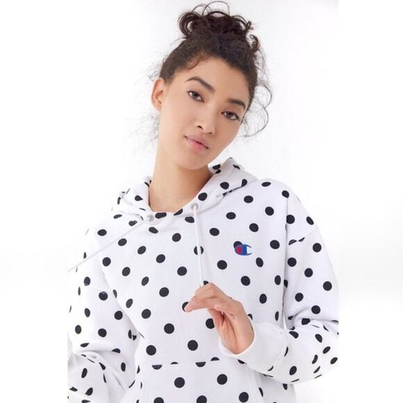 Champion Reverse Weave Polka Dot Hoodie White Size XS - Picture 2 of 5